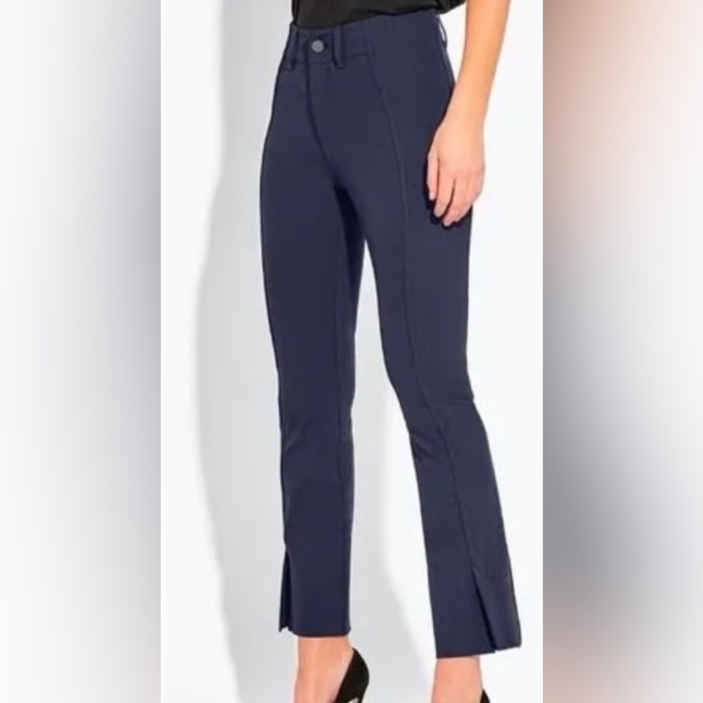 AYR The Sizzle Tonal Seamed Front Split‎ Hem Pants Women's Size 2 Navy Blue